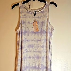 Day Womens Purple Tie Dye Crew Neck Sleeveless Pullover Tank Dress